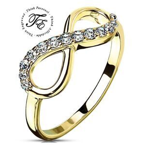 Women's Dainty Gold Infinity Ring - Paved Gem Infinity Promise Ring